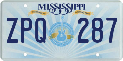 MS license plate ZPQ287