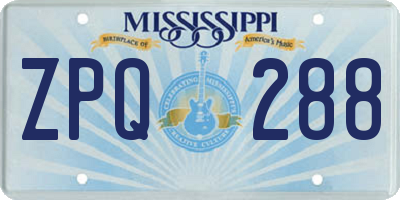 MS license plate ZPQ288