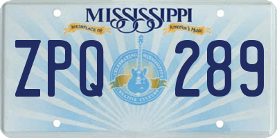 MS license plate ZPQ289
