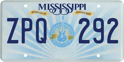 MS license plate ZPQ292