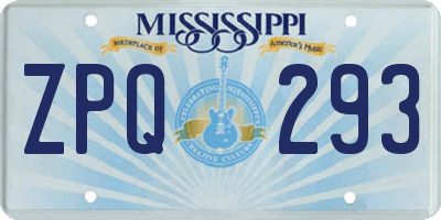 MS license plate ZPQ293