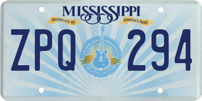MS license plate ZPQ294
