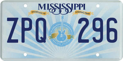 MS license plate ZPQ296