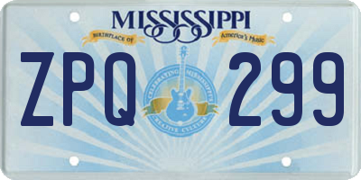MS license plate ZPQ299