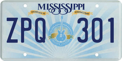 MS license plate ZPQ301