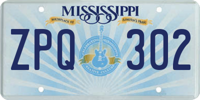 MS license plate ZPQ302