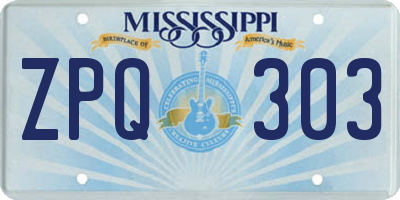 MS license plate ZPQ303