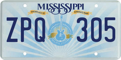 MS license plate ZPQ305