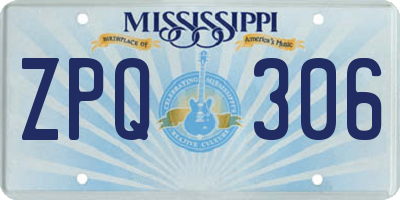 MS license plate ZPQ306