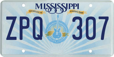 MS license plate ZPQ307