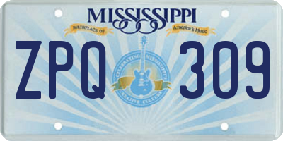 MS license plate ZPQ309