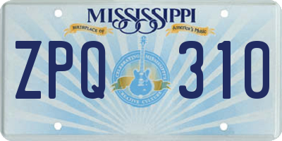 MS license plate ZPQ310
