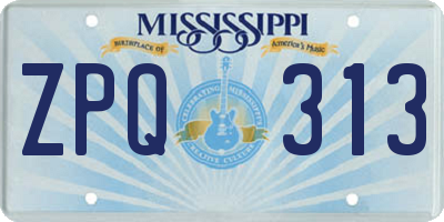 MS license plate ZPQ313