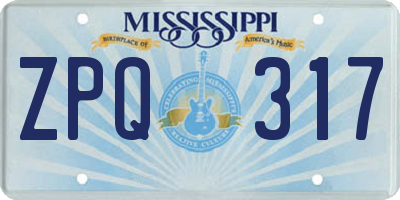 MS license plate ZPQ317