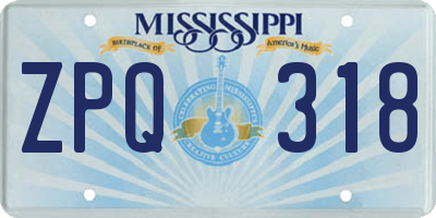MS license plate ZPQ318