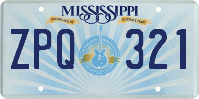 MS license plate ZPQ321