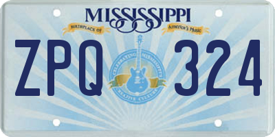 MS license plate ZPQ324