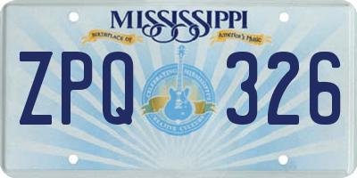 MS license plate ZPQ326