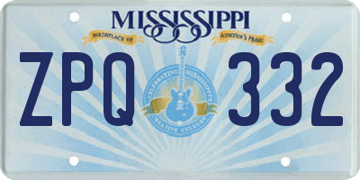 MS license plate ZPQ332