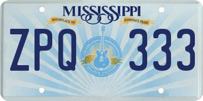 MS license plate ZPQ333