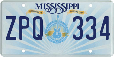 MS license plate ZPQ334