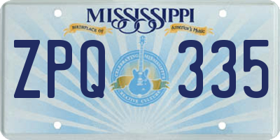 MS license plate ZPQ335