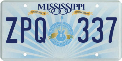 MS license plate ZPQ337