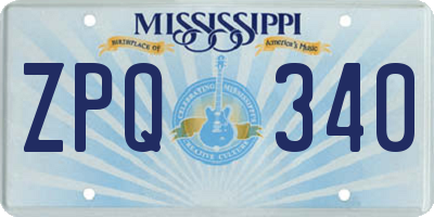 MS license plate ZPQ340