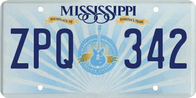 MS license plate ZPQ342