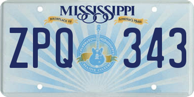 MS license plate ZPQ343