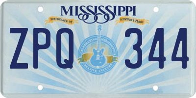 MS license plate ZPQ344