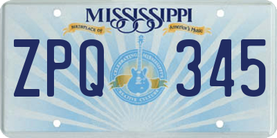 MS license plate ZPQ345