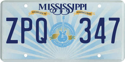 MS license plate ZPQ347
