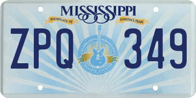 MS license plate ZPQ349
