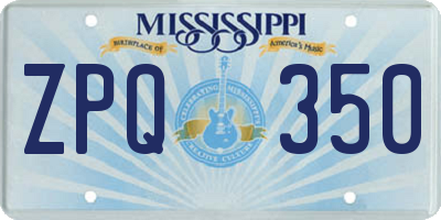 MS license plate ZPQ350
