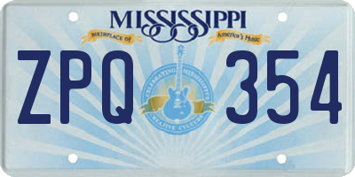 MS license plate ZPQ354