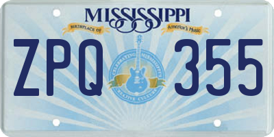 MS license plate ZPQ355