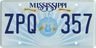 MS license plate ZPQ357