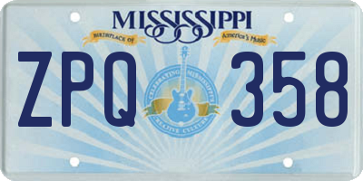 MS license plate ZPQ358