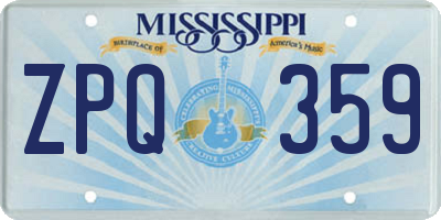 MS license plate ZPQ359