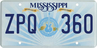 MS license plate ZPQ360