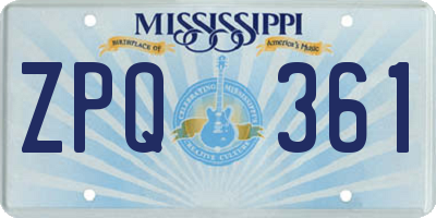 MS license plate ZPQ361