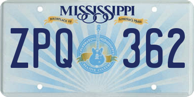 MS license plate ZPQ362