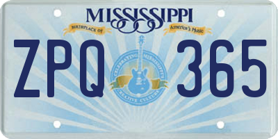 MS license plate ZPQ365