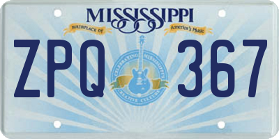 MS license plate ZPQ367