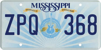MS license plate ZPQ368