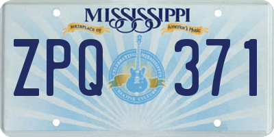 MS license plate ZPQ371