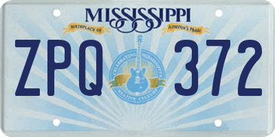 MS license plate ZPQ372