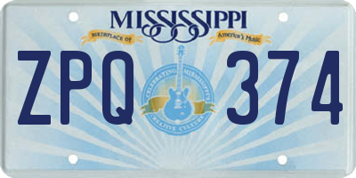 MS license plate ZPQ374