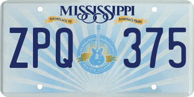 MS license plate ZPQ375